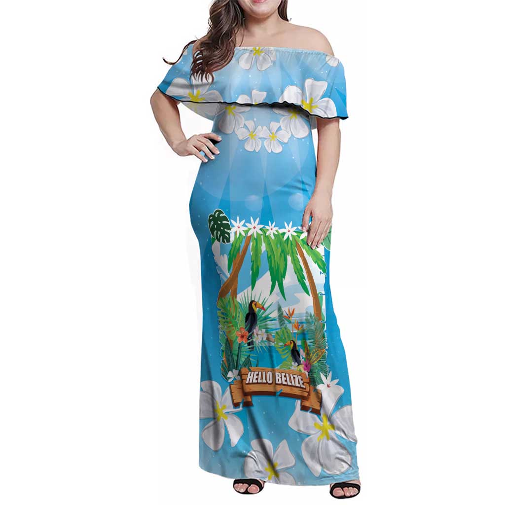 Toucan Belize Family Matching Off Shoulder Maxi Dress and Hawaiian Shirt Tropical Vibes DT05