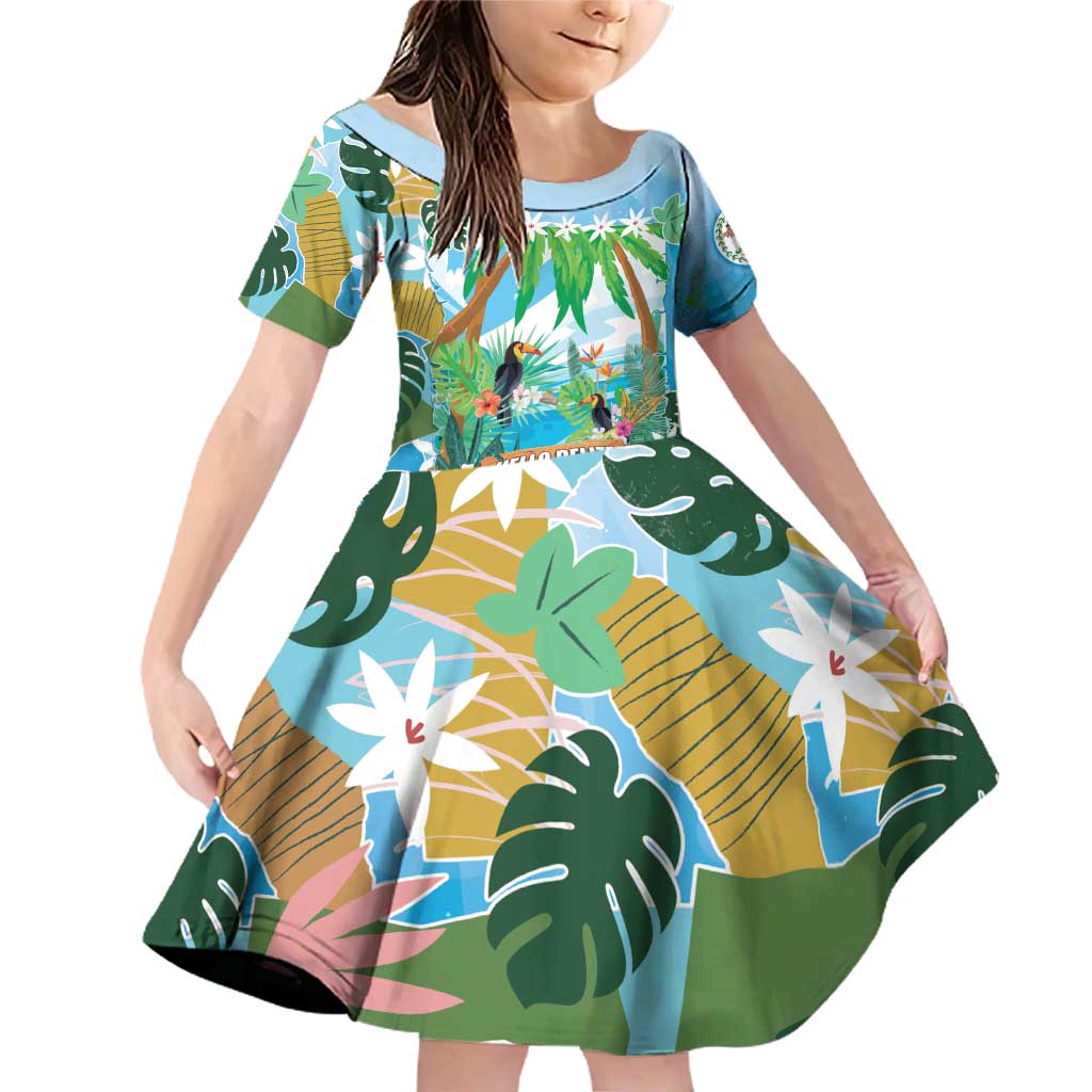 Toucan Belize Family Matching Off Shoulder Short Dress and Hawaiian Shirt Tropical Vibes DT05