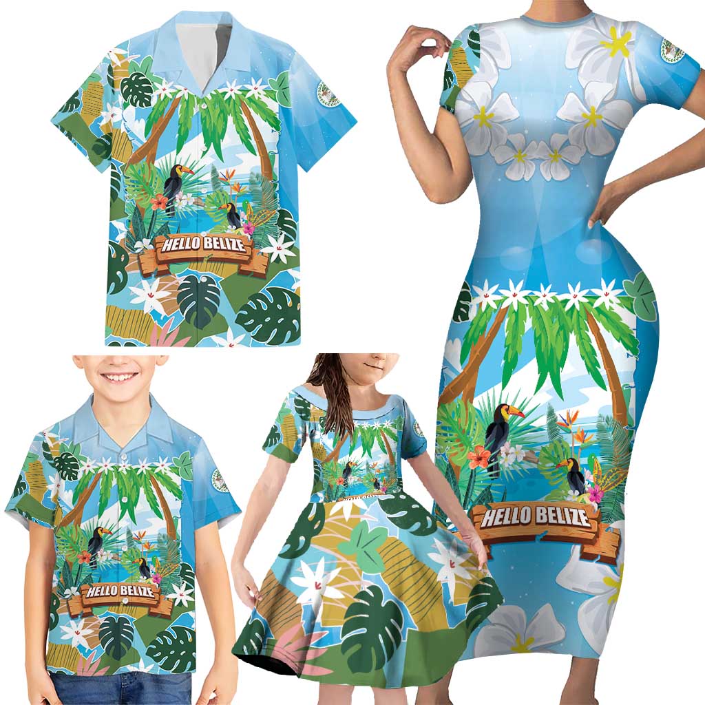 Toucan Belize Family Matching Short Sleeve Bodycon Dress and Hawaiian Shirt Tropical Vibes DT05