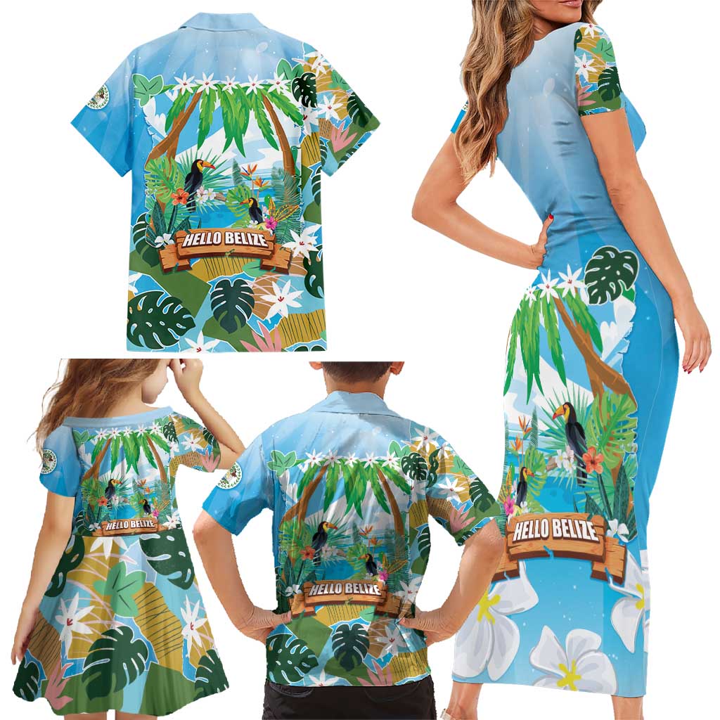 Toucan Belize Family Matching Short Sleeve Bodycon Dress and Hawaiian Shirt Tropical Vibes DT05