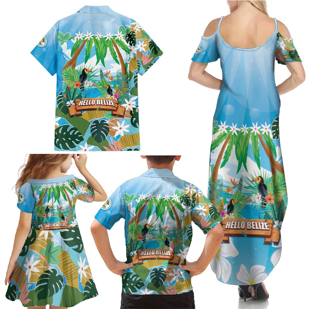 Toucan Belize Family Matching Summer Maxi Dress and Hawaiian Shirt Tropical Vibes DT05