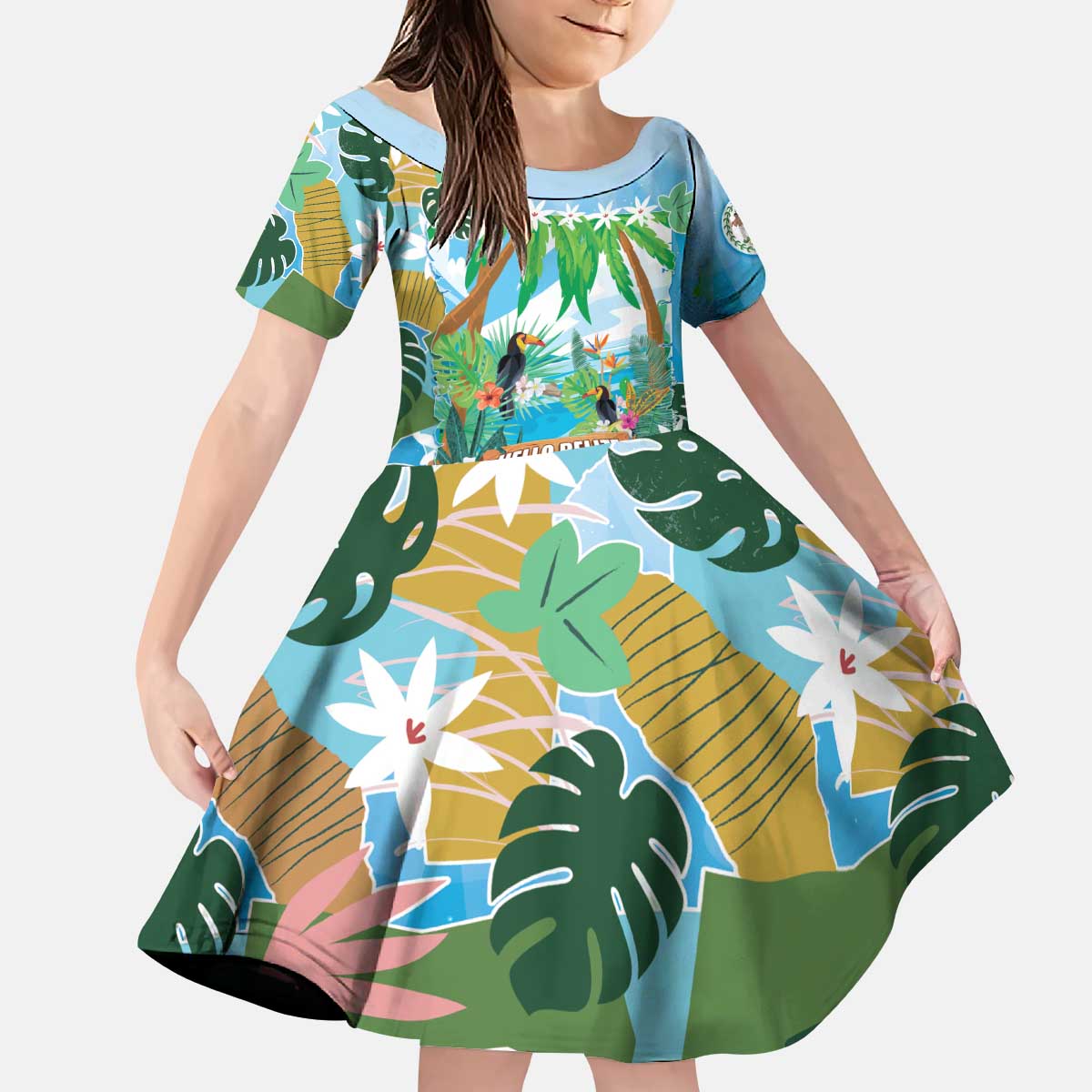 Toucan Belize Kid Short Sleeve Dress Tropical Vibes DT05