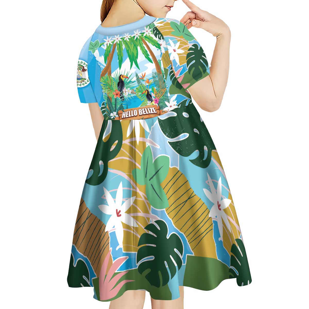 Toucan Belize Kid Short Sleeve Dress Tropical Vibes DT05