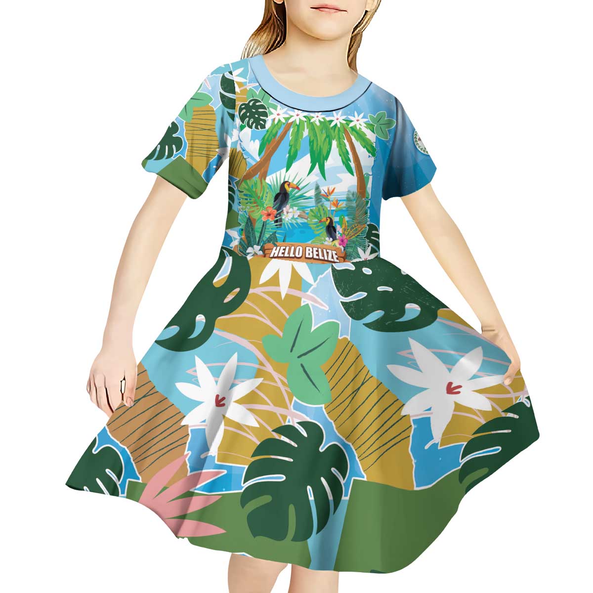 Toucan Belize Kid Short Sleeve Dress Tropical Vibes DT05