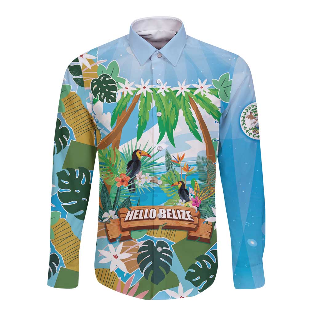 Toucan Belize Long Sleeve Button Shirt Tropical Vibes DT05