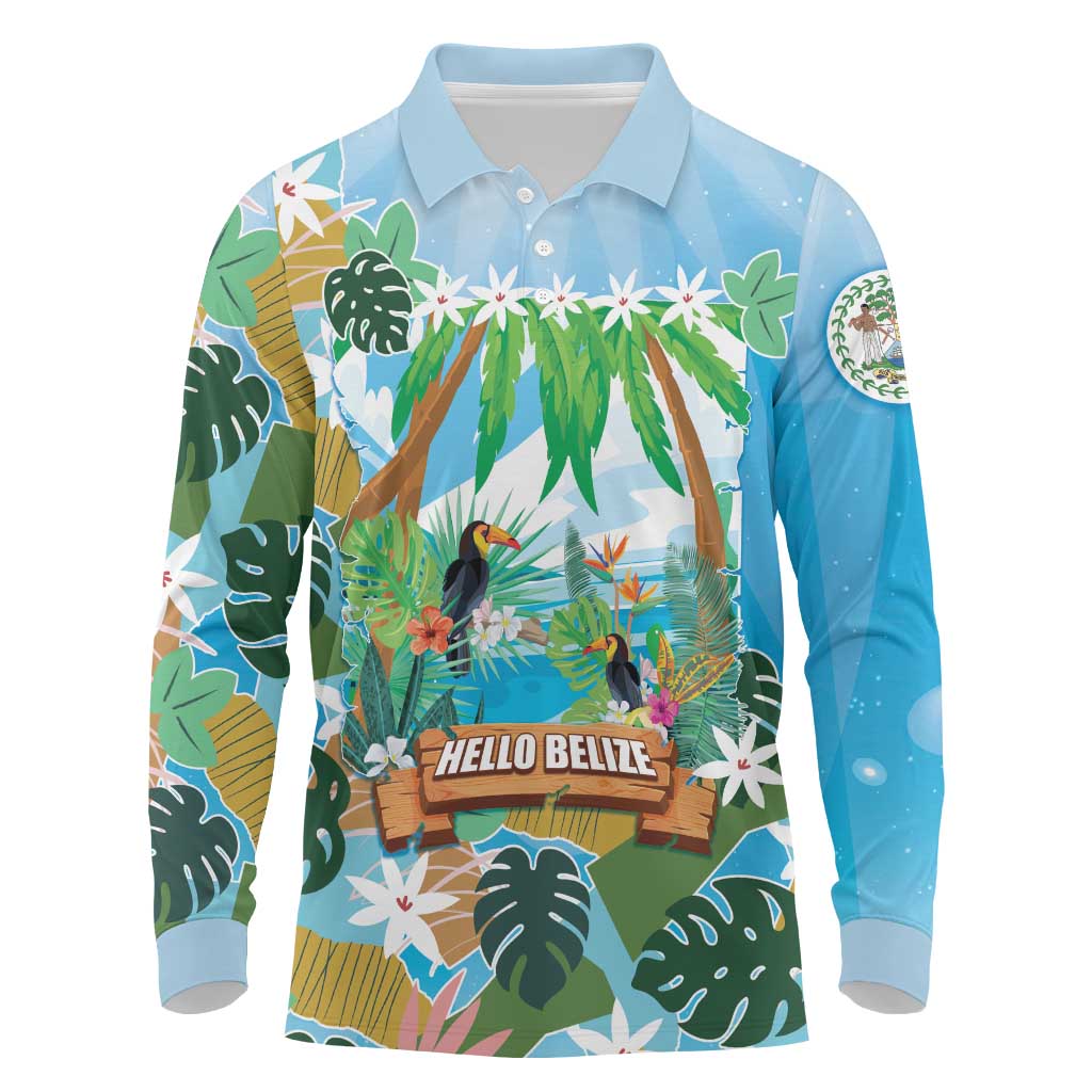 Toucan Belize Long Sleeve Polo Shirt Tropical Vibes DT05