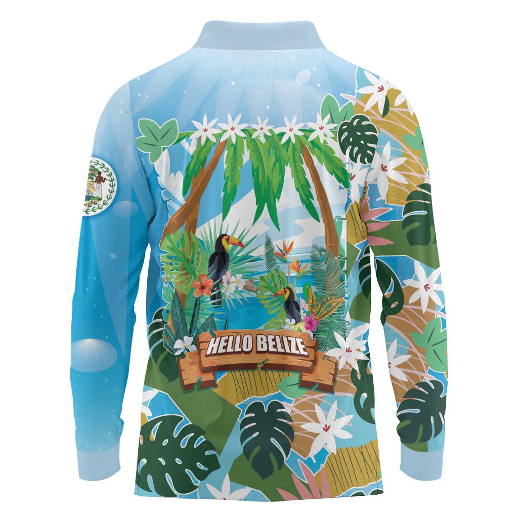 Toucan Belize Long Sleeve Polo Shirt Tropical Vibes DT05