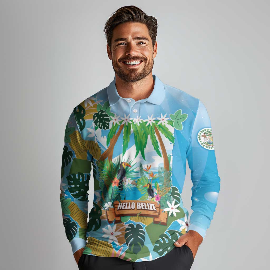 Toucan Belize Long Sleeve Polo Shirt Tropical Vibes DT05