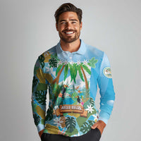Toucan Belize Long Sleeve Polo Shirt Tropical Vibes DT05