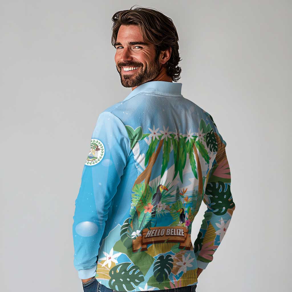 Toucan Belize Long Sleeve Polo Shirt Tropical Vibes DT05