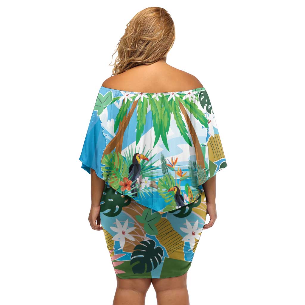 Toucan Belize Off Shoulder Short Dress Tropical Vibes DT05