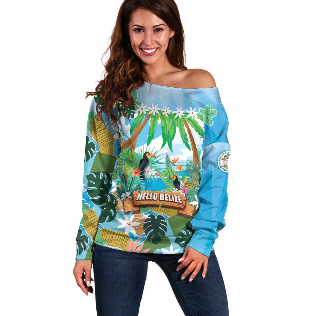 Toucan Belize Off Shoulder Sweater Tropical Vibes DT05