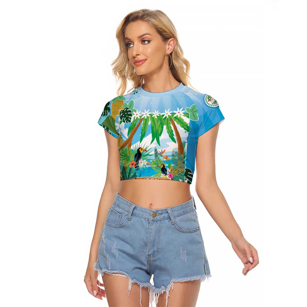 Toucan Belize Raglan Cropped T Shirt Tropical Vibes DT05