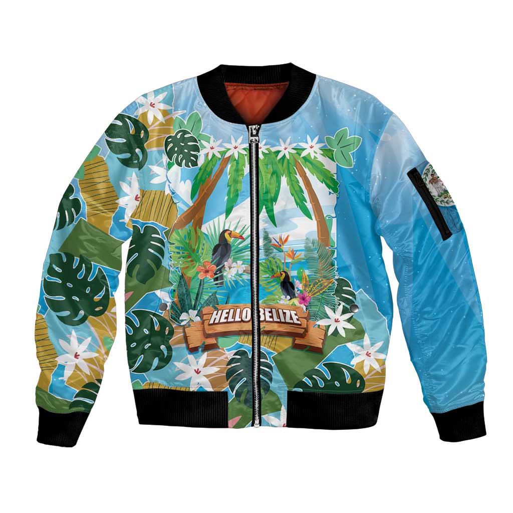 Toucan Belize Sleeve Zip Bomber Jacket Tropical Vibes DT05