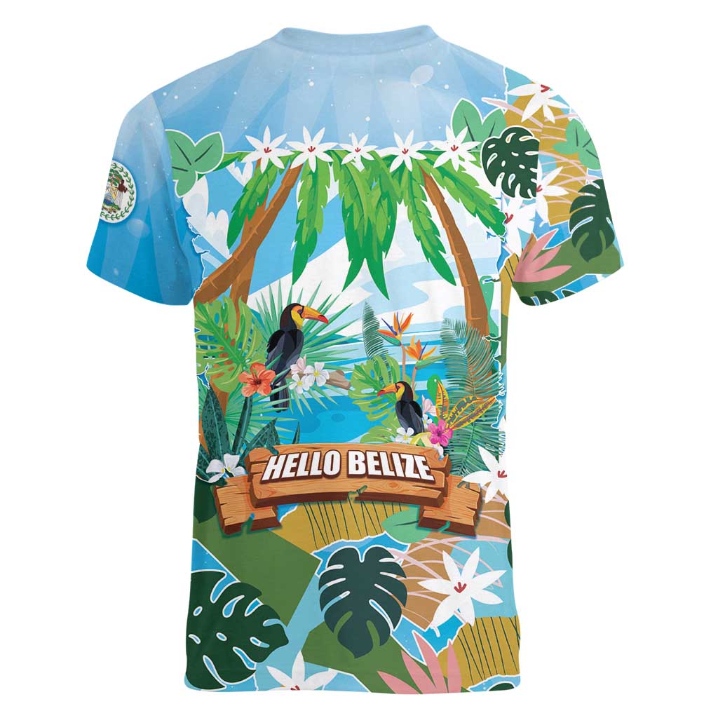 Toucan Belize Women V-Neck T-Shirt Tropical Vibes DT05