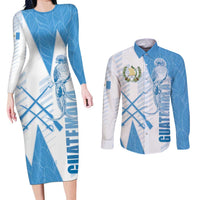 Guatemala Couples Matching Long Sleeve Bodycon Dress and Long Sleeve Button Shirt Quetzal Bird Guatemalan Soul DT05