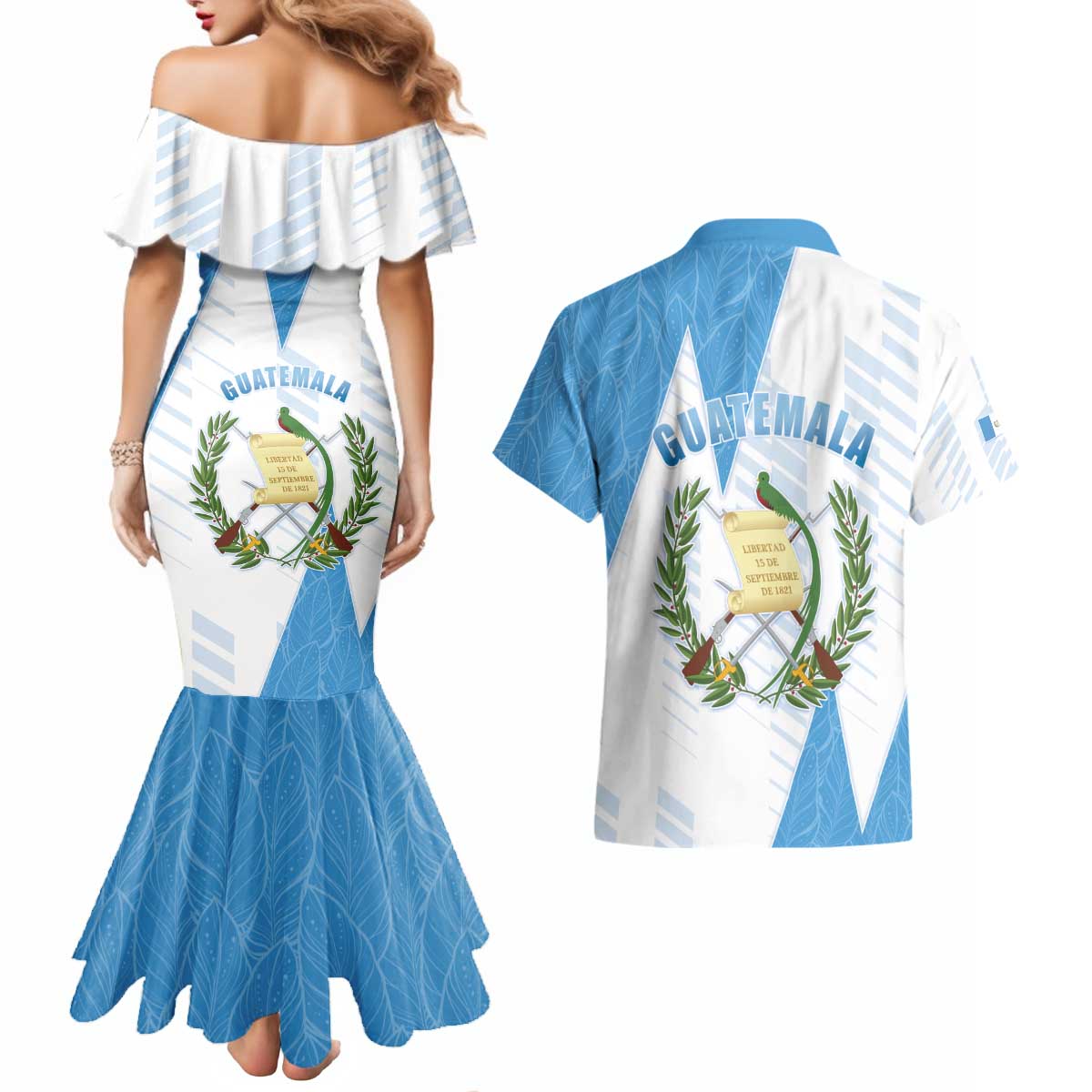 Guatemala Couples Matching Mermaid Dress and Hawaiian Shirt Quetzal Bird Guatemalan Soul DT05