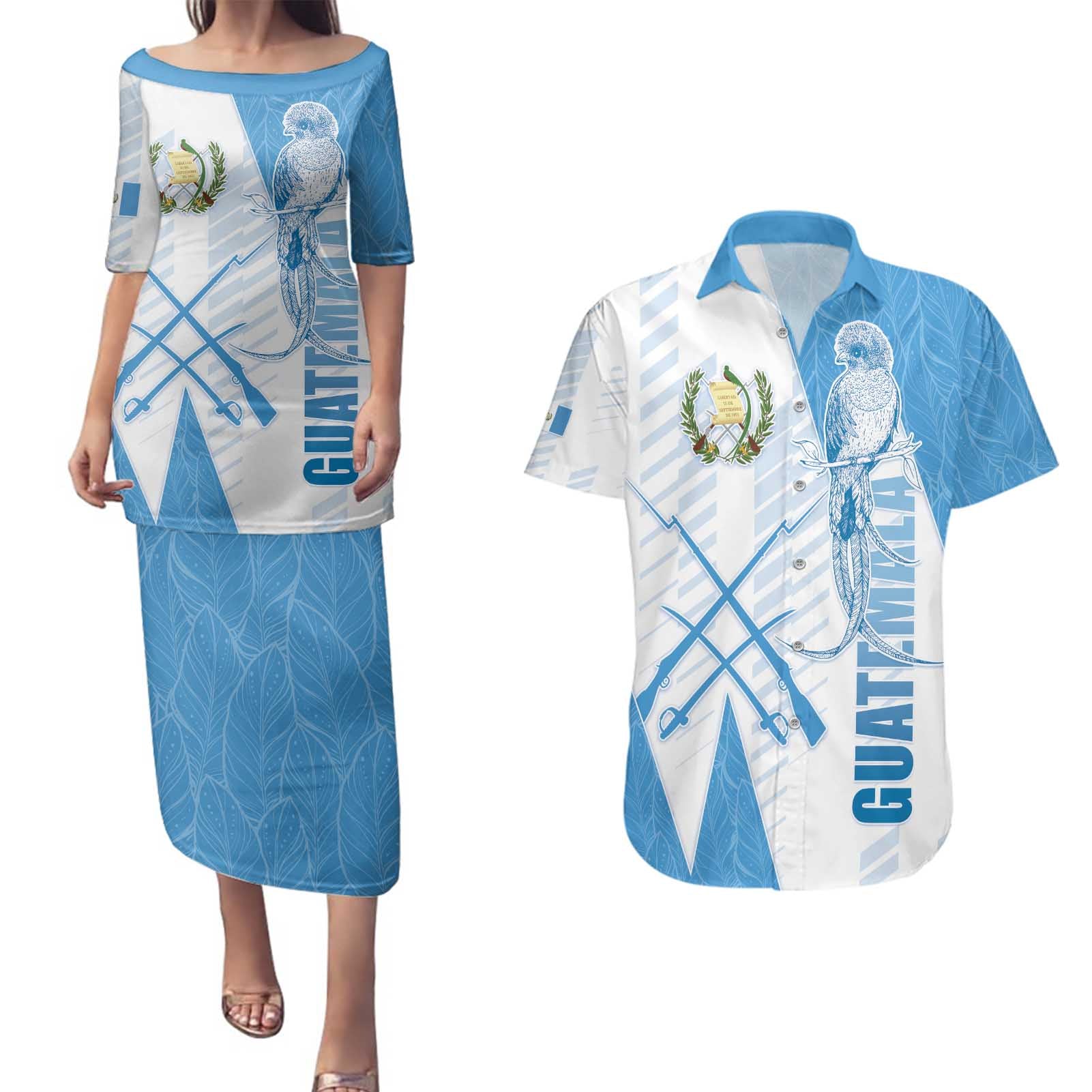 Guatemala Couples Matching Puletasi and Hawaiian Shirt Quetzal Bird Guatemalan Soul DT05
