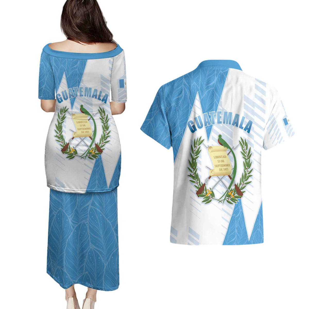 Guatemala Couples Matching Puletasi and Hawaiian Shirt Quetzal Bird Guatemalan Soul DT05