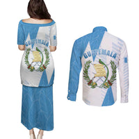 Guatemala Couples Matching Puletasi and Long Sleeve Button Shirt Quetzal Bird Guatemalan Soul DT05