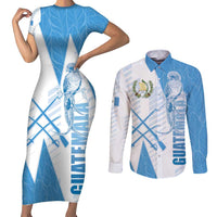 Guatemala Couples Matching Short Sleeve Bodycon Dress and Long Sleeve Button Shirt Quetzal Bird Guatemalan Soul DT05