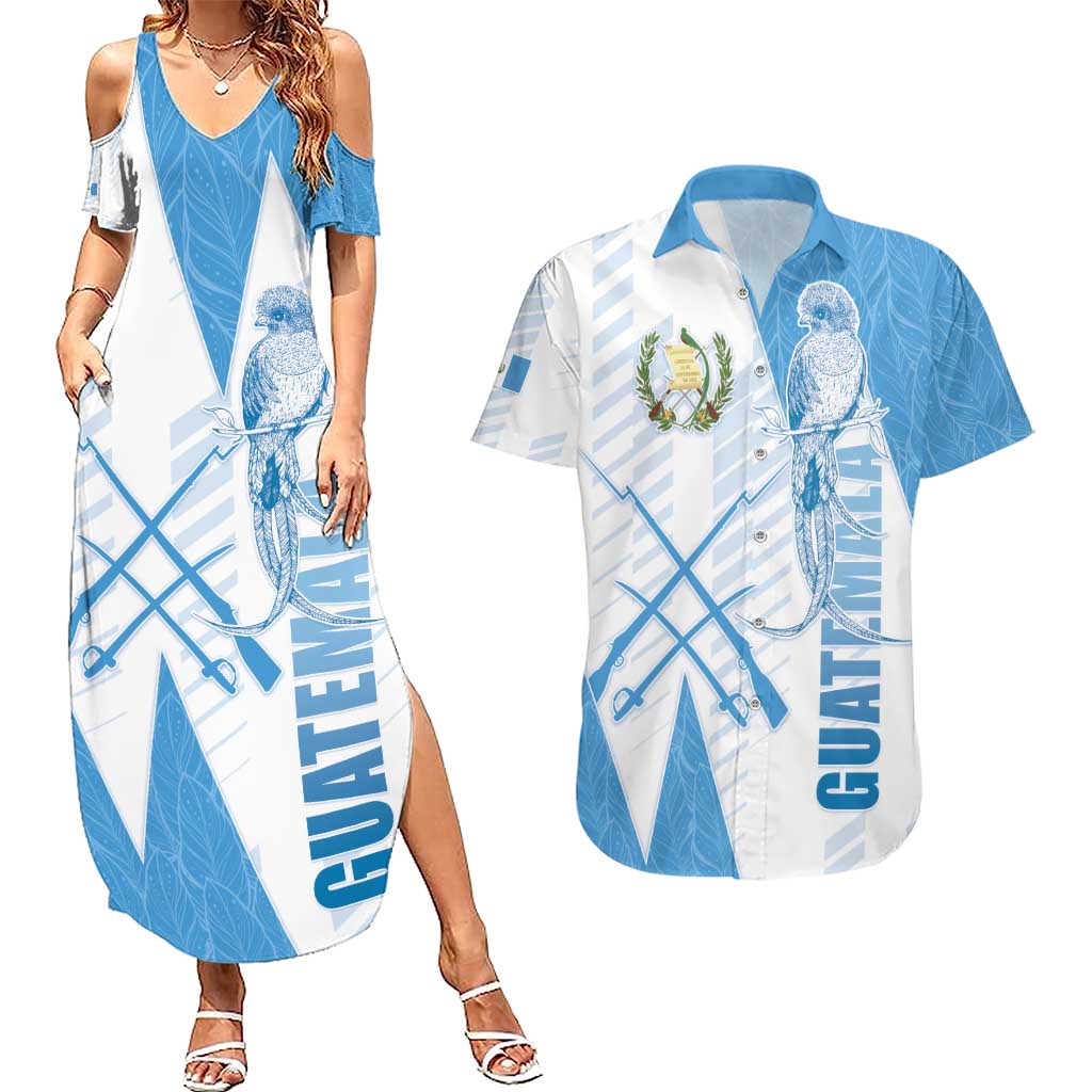 Guatemala Couples Matching Summer Maxi Dress and Hawaiian Shirt Quetzal Bird Guatemalan Soul DT05