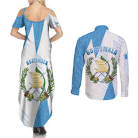 Guatemala Couples Matching Summer Maxi Dress and Long Sleeve Button Shirt Quetzal Bird Guatemalan Soul DT05