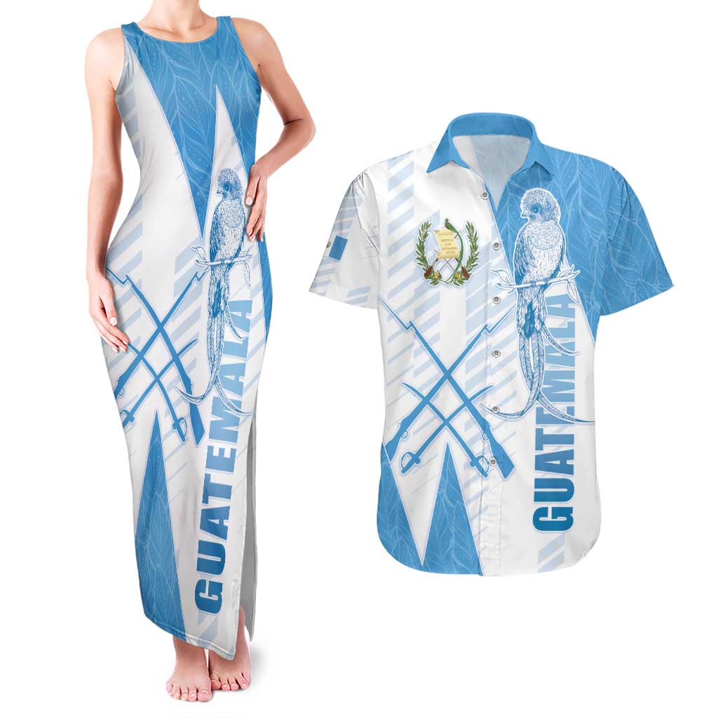 Guatemala Couples Matching Tank Maxi Dress and Hawaiian Shirt Quetzal Bird Guatemalan Soul DT05