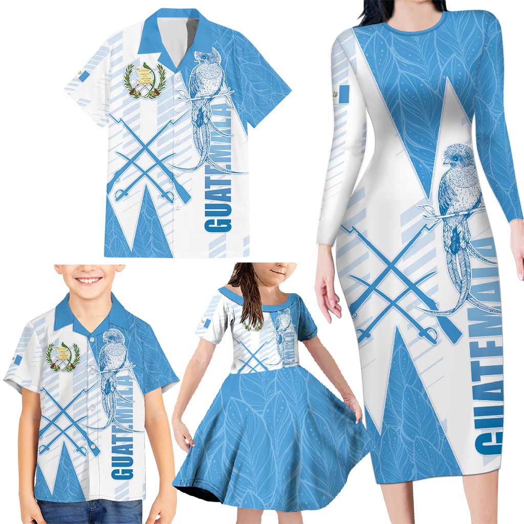 Guatemala Family Matching Long Sleeve Bodycon Dress and Hawaiian Shirt Quetzal Bird Guatemalan Soul DT05