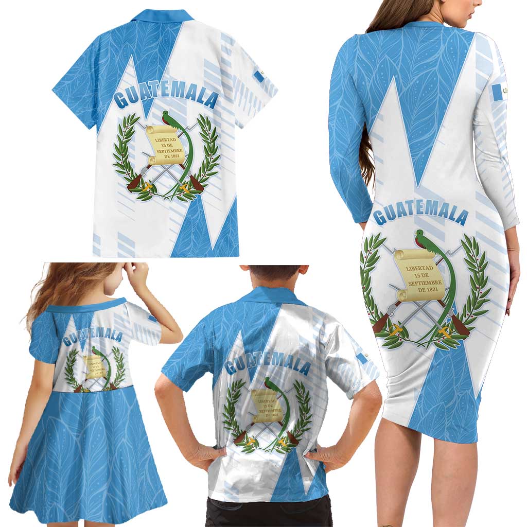 Guatemala Family Matching Long Sleeve Bodycon Dress and Hawaiian Shirt Quetzal Bird Guatemalan Soul DT05