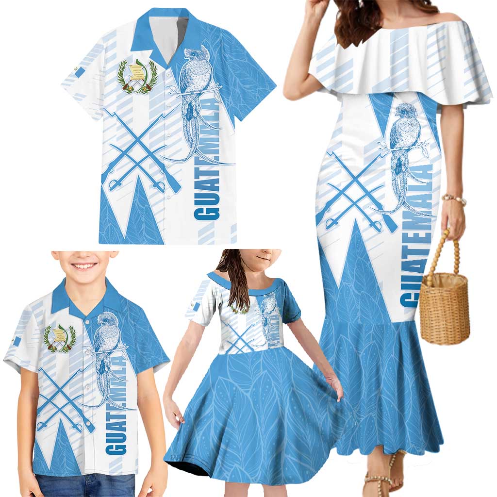 Guatemala Family Matching Mermaid Dress and Hawaiian Shirt Quetzal Bird Guatemalan Soul DT05