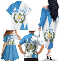 Guatemala Family Matching Off The Shoulder Long Sleeve Dress and Hawaiian Shirt Quetzal Bird Guatemalan Soul DT05