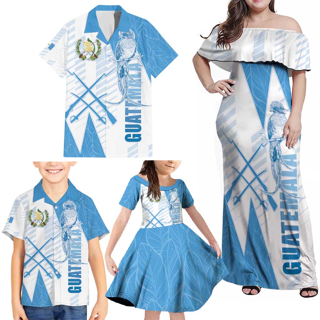 Guatemala Family Matching Off Shoulder Maxi Dress and Hawaiian Shirt Quetzal Bird Guatemalan Soul DT05