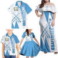 Guatemala Family Matching Off Shoulder Maxi Dress and Hawaiian Shirt Quetzal Bird Guatemalan Soul DT05