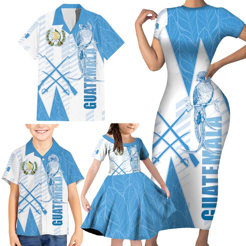 Guatemala Family Matching Short Sleeve Bodycon Dress and Hawaiian Shirt Quetzal Bird Guatemalan Soul DT05