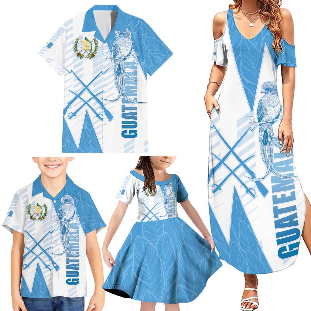 Guatemala Family Matching Summer Maxi Dress and Hawaiian Shirt Quetzal Bird Guatemalan Soul DT05