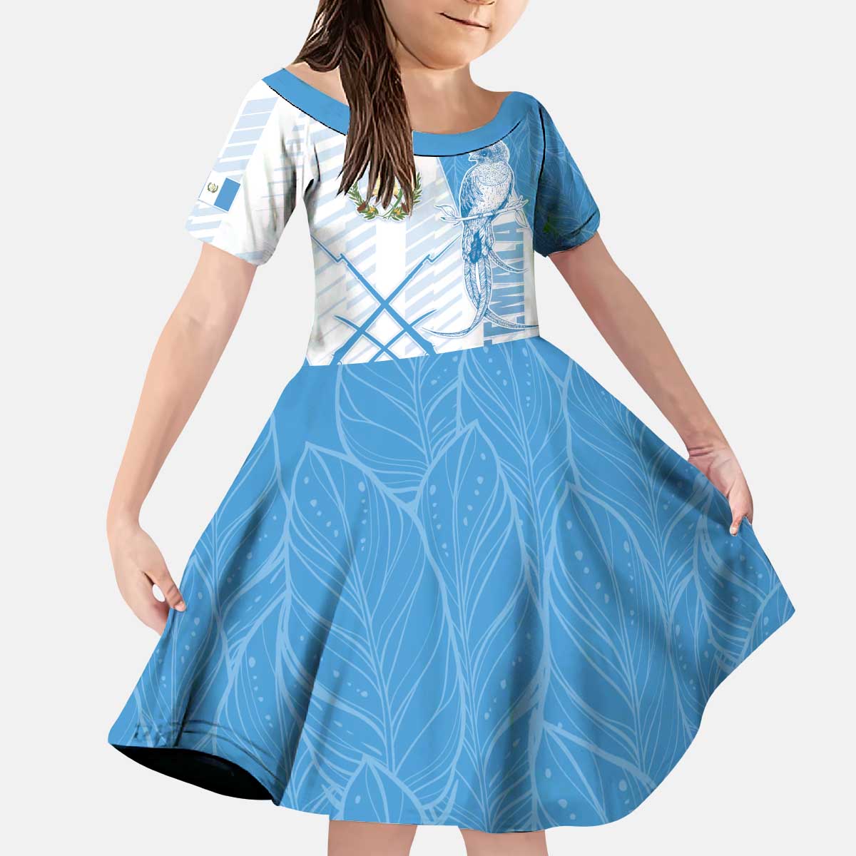 Guatemala Kid Short Sleeve Dress Quetzal Bird Guatemalan Soul DT05