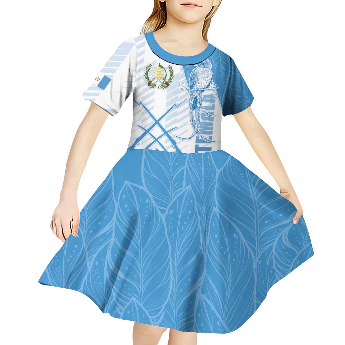 Guatemala Kid Short Sleeve Dress Quetzal Bird Guatemalan Soul DT05