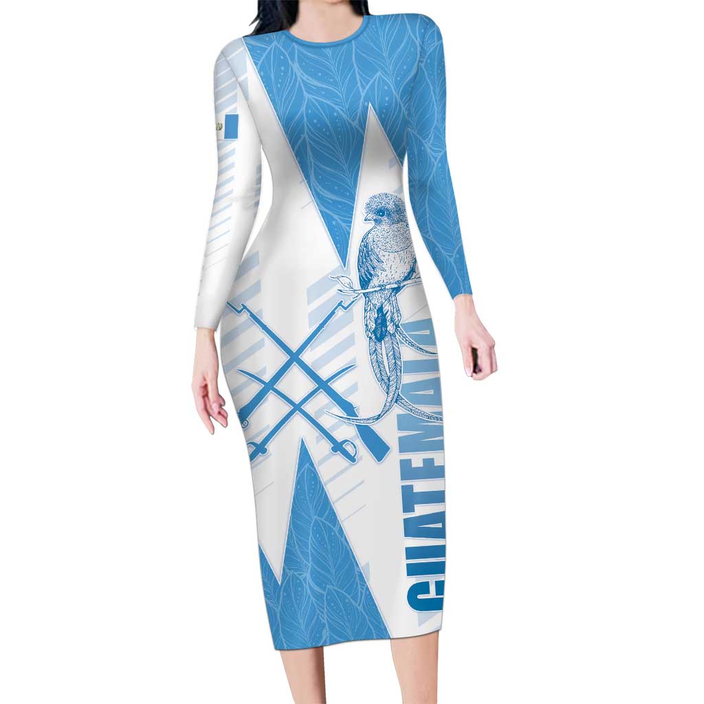 Guatemala Long Sleeve Bodycon Dress Quetzal Bird Guatemalan Soul DT05