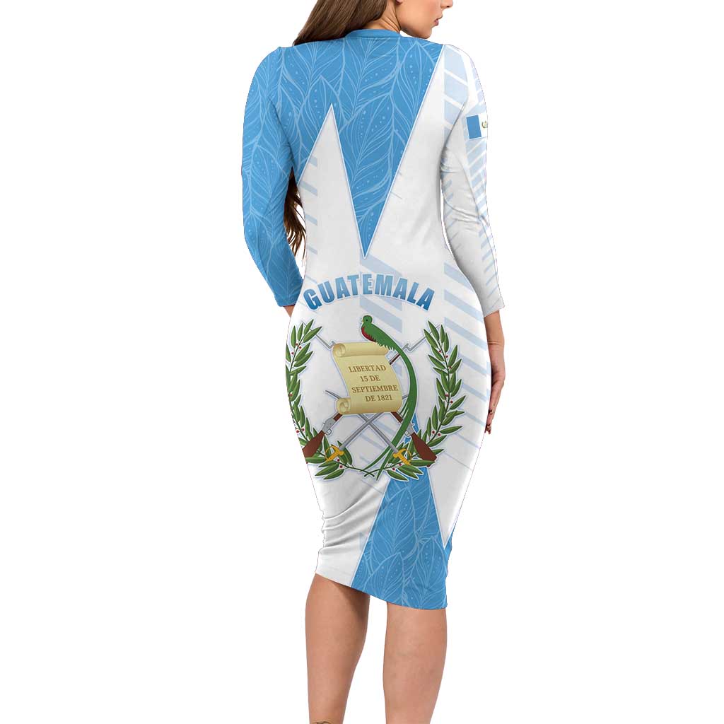 Guatemala Long Sleeve Bodycon Dress Quetzal Bird Guatemalan Soul DT05