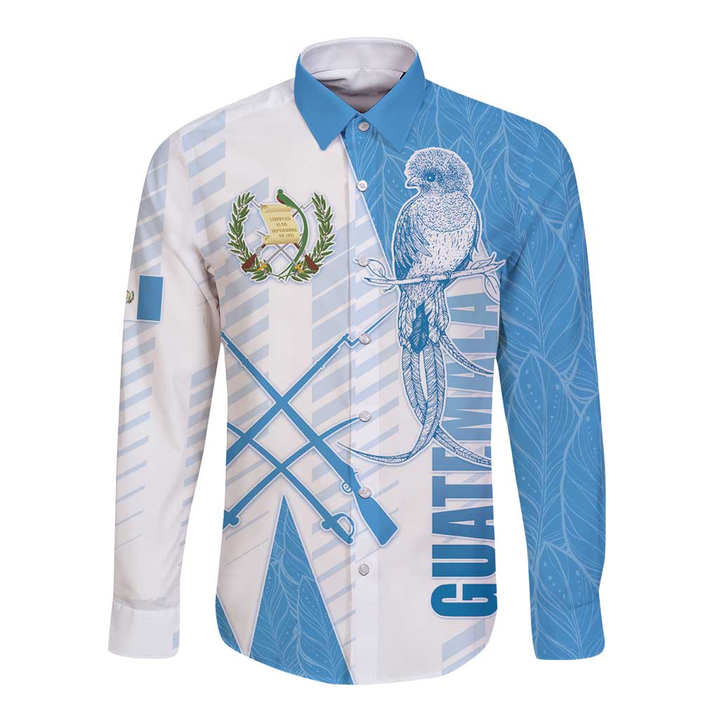 Guatemala Long Sleeve Button Shirt Quetzal Bird Guatemalan Soul DT05