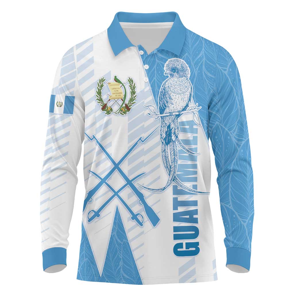 Guatemala Long Sleeve Polo Shirt Quetzal Bird Guatemalan Soul DT05