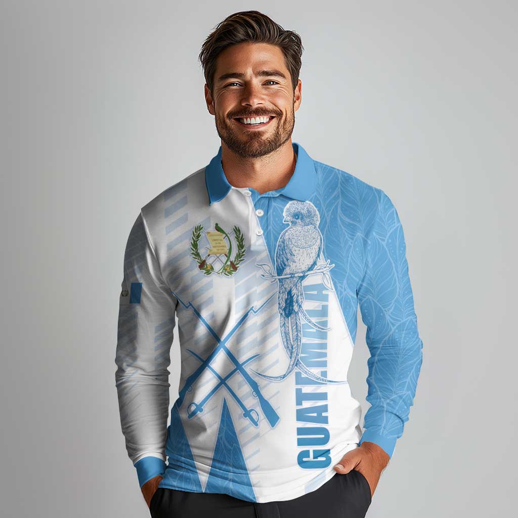 Guatemala Long Sleeve Polo Shirt Quetzal Bird Guatemalan Soul DT05