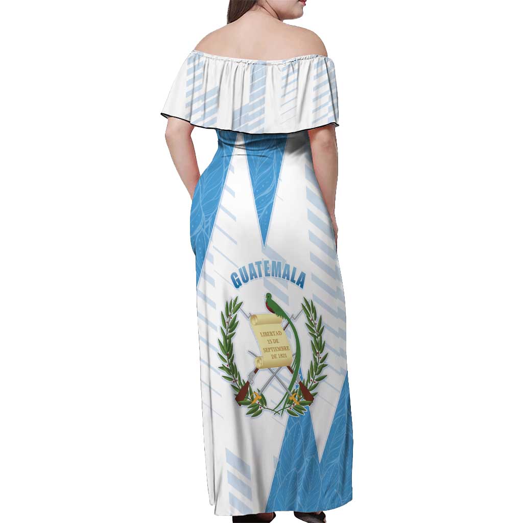 Guatemala Off Shoulder Maxi Dress Quetzal Bird Guatemalan Soul DT05