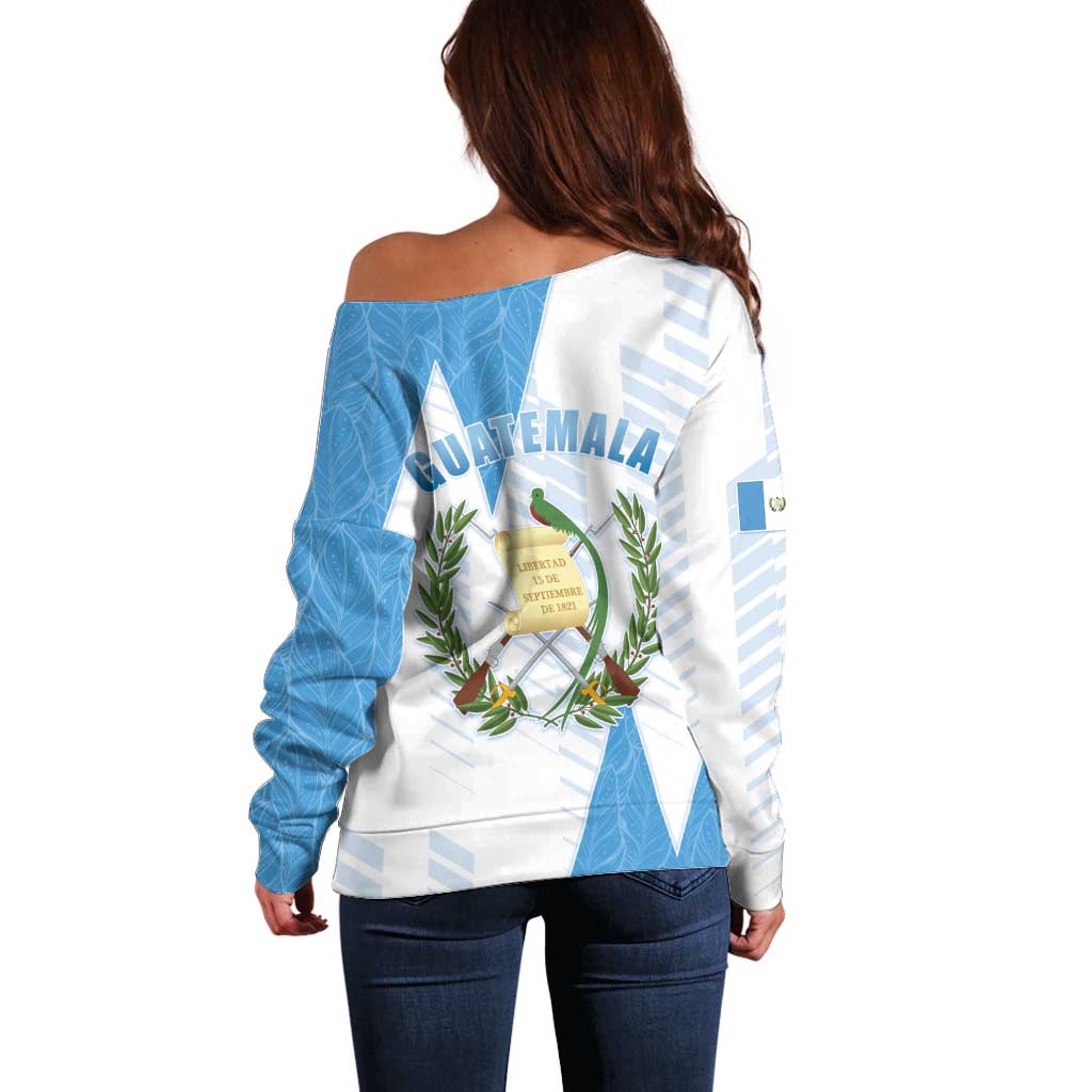 Guatemala Off Shoulder Sweater Quetzal Bird Guatemalan Soul DT05
