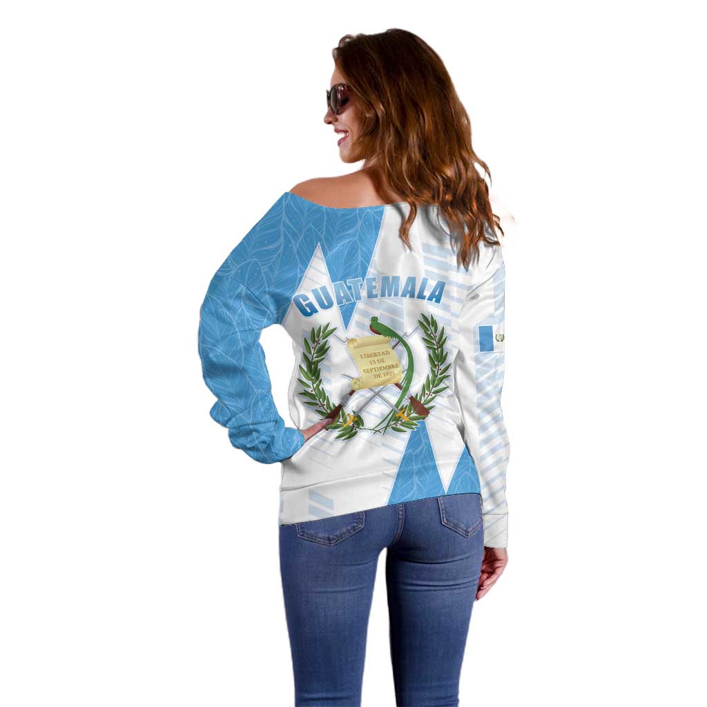 Guatemala Off Shoulder Sweater Quetzal Bird Guatemalan Soul DT05