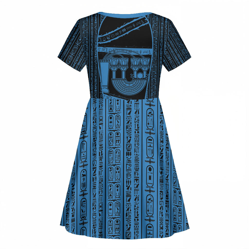 Egypt Menat Kid Short Sleeve Dress Ancient Mythology Goddess Hathor Necklace