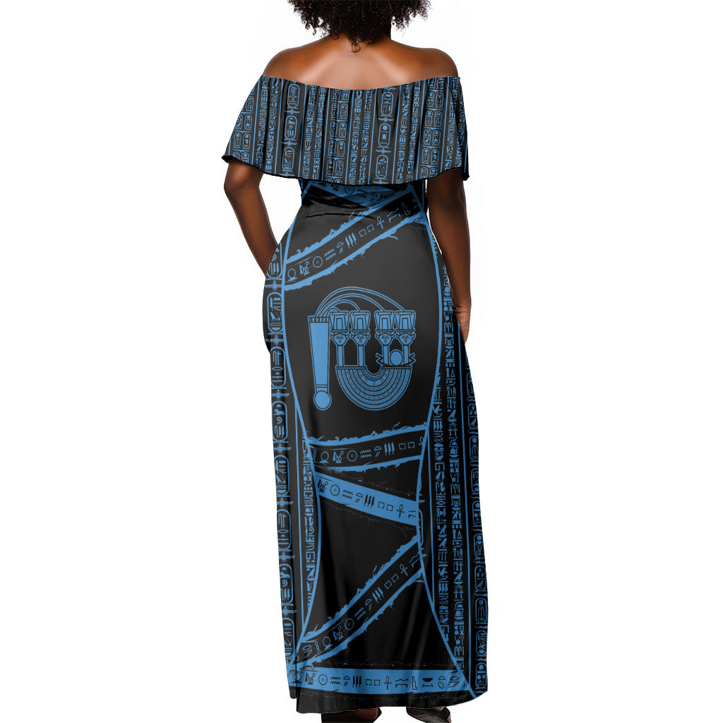 Egypt Menat Off Shoulder Maxi Dress Ancient Mythology Goddess Hathor Necklace