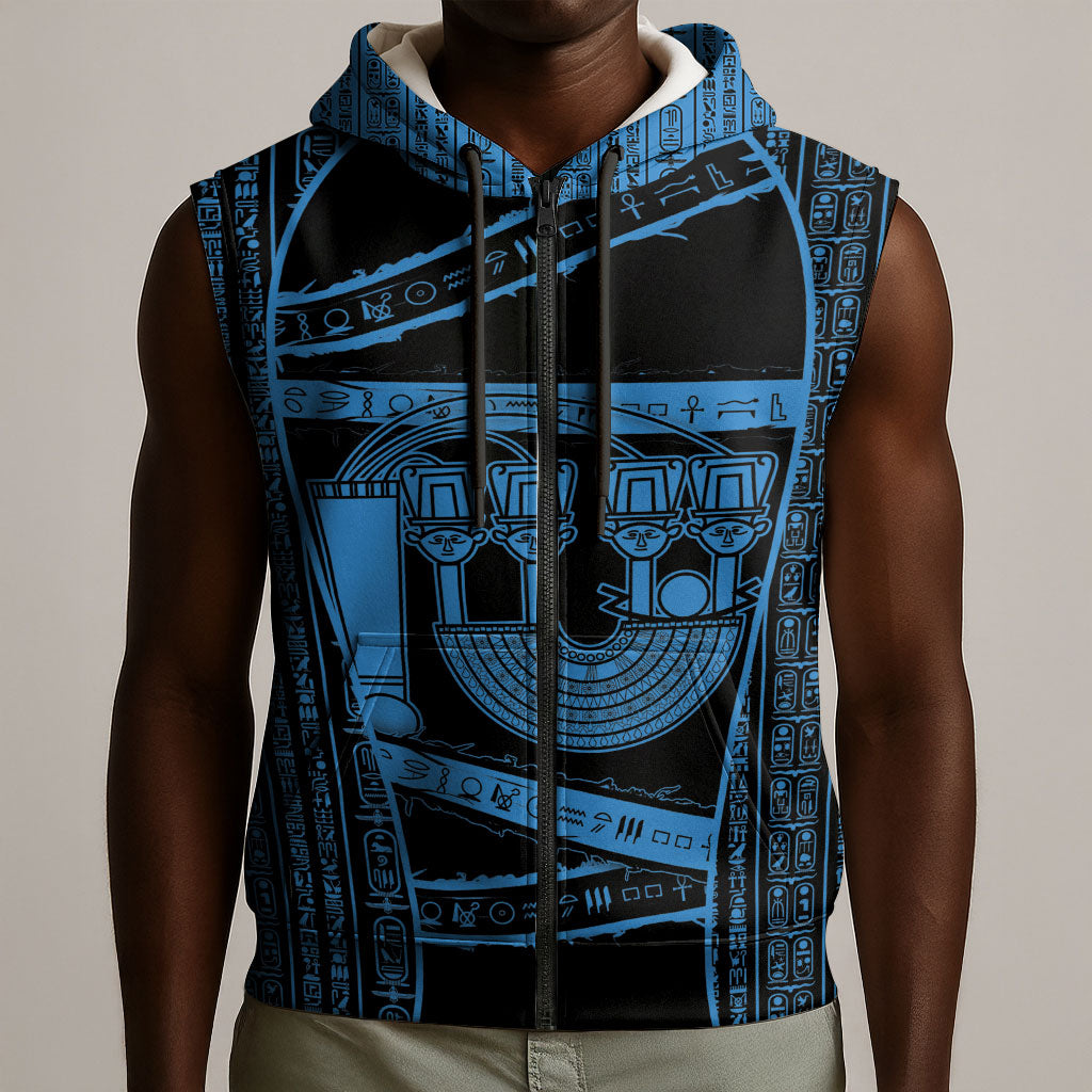 Egypt Menat Sleeveless Zip Hoodie Ancient Mythology Goddess Hathor Necklace