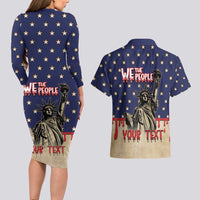 Personalized USA 4th Of July Couples Matching Long Sleeve Bodycon Dress and Hawaiian Shirt We The People - Wonder Print Shop